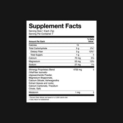 Shinergy Nighttime Supplement Facts